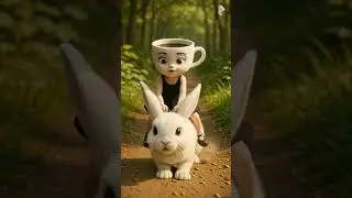 ☕🐇 Coffee Head Girl Riding a Bunny &ndash; Fantasy Adventure #funny #cartoon #memes #edit #funnymemes.....