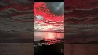 Oasis red sunset #oasis #painting #art #beach #sunsetlover #autistartist #mar #atardecer