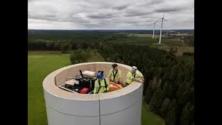 World's tallest wind turbine tower made of wood.