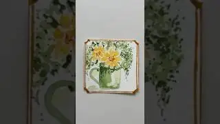 Transforming Floral Mini Art with Clipped Edges and Gold Border #flowerpainting #abstractflowers