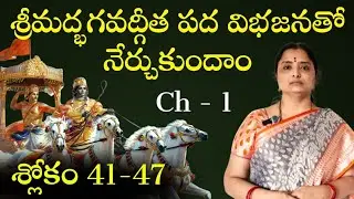 Learn srimadbhagavad Gita 1.41 to 47 last part| Hema Nanduri | Rojukoslokam