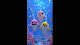 &ldquo;Baby Shark Dance&rdquo;.Cute baby shark family dancing happily underwater 