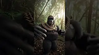 Prompt selfie pov.  photorealistic image of a silverback gorilla in the jungle.