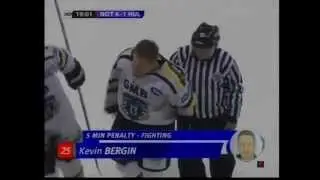 Jonathan Bernier vs Kevin Bergin EIHL fight 7-9-08