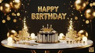 🎂 Luxurious Birthday Celebration &ndash; Elegant Golden Cake, Sparkling Confetti & Happy Birthday Wishes ✨