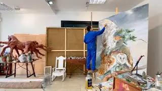 Painting two giant owls | by Richard Somonte