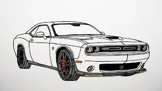 Как нарисовать машину &mdash; Dodge Challanger &mdash; Пошаговый рисунок №1