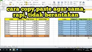 LENGKAP !! Cara copy paste tabel excel agar hasilnya sama dan rapi tidak berantakan