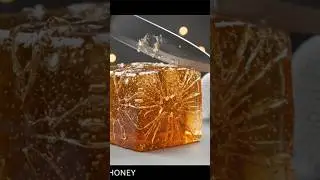 Frozen Honey: Cutting through deep-frozen honey creates a unique 