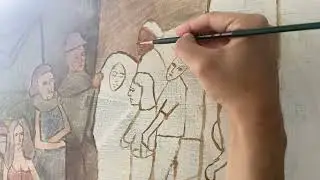 Multi figure street scene Composition Oil // session 2 // no talking ASMR 