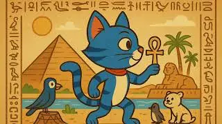 🏜️ Le Chat Bleu en Égypte (4/12) 🐾✨ Comptine Enfantine | Voyage autour du Monde