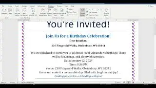 Creating birthday invitation card by using mail merge in MS Word | TECH LEARNER