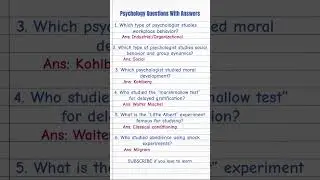 Quick Psychology questions with answers #youtubeshorts #quiz #psychology