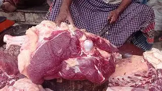 Most Satisfying Cow Meat Cutting Skills - Expert Butcher Beef Cuts In Village Beef Market।।