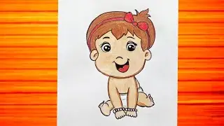 how to draw baby,newborn baby drawing,baby sitting on floor drawing