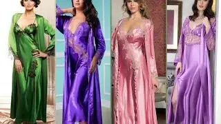 most beautiful Silk bridal night gown and night robe designing
