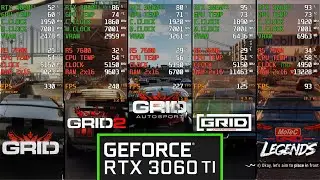 GRID/GRID2/Autosport/2019/Legends - RTX 3060 Ti - 1080p/1440p/4K - Gameplay Benchmark & Side-by-Side