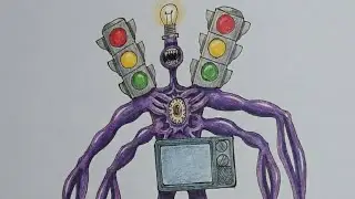 Traffic Light Bulb Siren Head long leg purple วาดไซเรนเฮด หัวหลอดไฟ จราจร 4แขน ขายาว สีม่วง