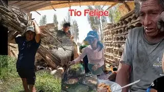 TIO FELIPE  cocinamos pescado DORADO con su agua de cebada,cargamos LEÑA
