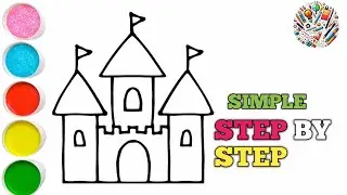 HOW TO DRAW A SIMPLE CASTLE || STEP BY STEP 