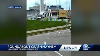 WATCH: Milwaukee roundabout going viral for reckless driving crashes caught on camera