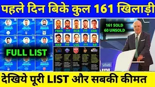 IPL Auction 2022 : All 161 Sold Players List,Price & Teams After Day 1 | IPL 2022 All Teams Squads