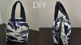 ONE CUT BAG - ZERO WASTAGE- cutting & sewing lunch bag / shopping bag / diy handbag /sewing bag👜