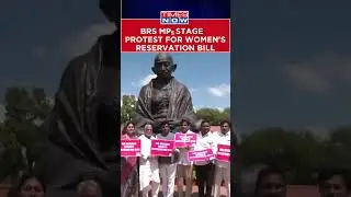 BRS MPs Stage Protest Over Women's Reservation Near Gandhi Statue On Parliament Premises