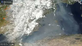 NASA worldview animation of Spain for August 2025