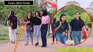 Foam Stick Att@ck prank on cute girl || part 2 || funny prank || just fun ||