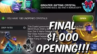 Final $1,000 Greater Gifting Crystal Opening! - 6 Star Kang Last Shot - Marvel Contest of Champions