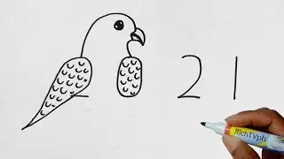How to draw Turn 2021 numbers into Love Birds | easy drawing for beginners step by step | tutorial