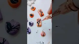 Painting #minicharms with tiny #crows #handpaintedjewelry #handmadecharms #gothicjewelry