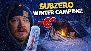 Extreme Winter TARP Camping & Fire-Roasted DUCK in Subzero Cold