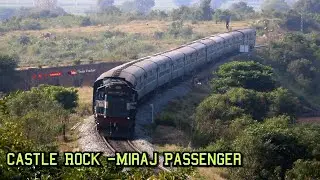 Blue ICF Coaches with Blue Diesel Locomotive |  CASTLE ROCK - MIRAJ Passenger | WDM 3A, India