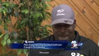 Man experiencing delirium caught on camera at gas station