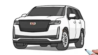 How to draw a Cadillac Escalade 2021 step by step | Drawing SUV car