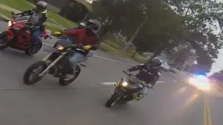 Street Bike VS Cops Chase Motorcycle Riders Wheeling Running From Cop Car Bikers Escape Police ROC