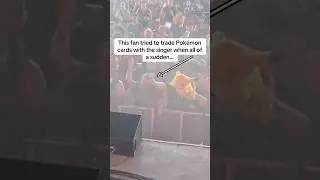 Singer FREAKS OUT on fan trying to give him a Pok&eacute;mon card mid show😭😳 #pokemon #pokemoncards #emo