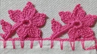 Barrado de crochê # carreira única # com flores 