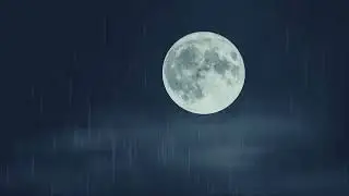 Mystical Night Rain Moons Shine as Raindrops Fall 8 Hours