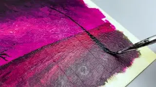 Pink Landscape | Creative Ideas with Masking Tape | Easy Acrylic Painting Tutorial | Satisfying ASMR