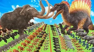 Real Animals vs ARK Prehistoric Mammals Animals Vs ARBS Wolly Mammoth Animal Revolt Battle Simulator