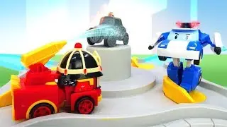 Robocar Poli oyuncakları ile kum oyunları. Eğitici video.