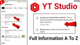 Unable to View Earning in Studio | Protect your channel from malware in yt studio full information