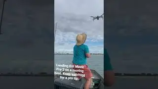 Landing DJI Mavic Pro 2 drone on a moving boat while fishing.