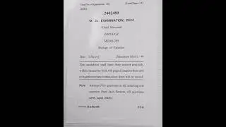 Biology of parasites (MZOO-305) SPU Mandi H.P. ( Third Sem. ) Question Paper 2024