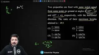 Two projectiles are fired with same initial speed from same point on ground at angles of ( 45 ∘ &minus; &alpha;