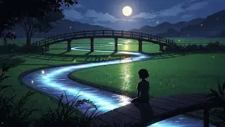 Gentle Chill Lofi Pulses Drifting Around Moonlit Rice Fields Shaped By Warm Quiet Stillness