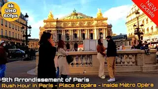 🇫🇷4K Virtual walking tour - Rush hour in Paris - Place de Op&eacute;ra - Inside M&eacute;tro Op&eacute;ra#bikingtour